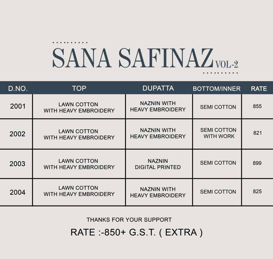 Sana Safina Vol-02 Lown Cotton Wholesale Lawn Collection Sana Safina Vol-02 Lown Cotton Wholesale Lawn Collection